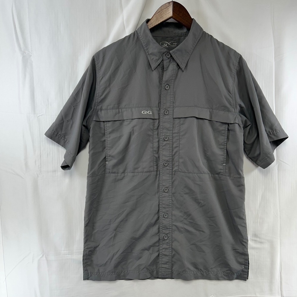 GameGuard Fishing Shirt Mens S Gray Short Sleeve Vented Performance Button Up